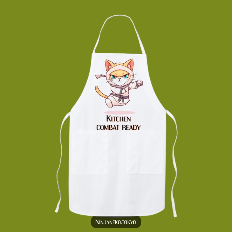 Funny Ninja Cat Apron - Hilarious Kitchen Wear for Aspiring Chefs
