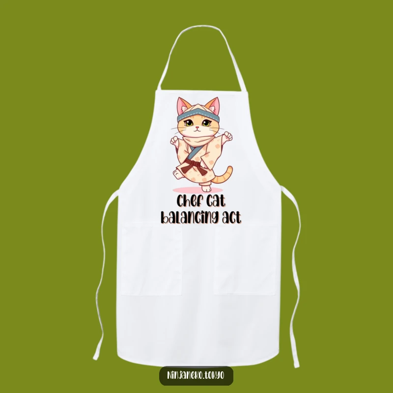 Funny Ninja Cat Balance Apron: Cook with Feline Precision