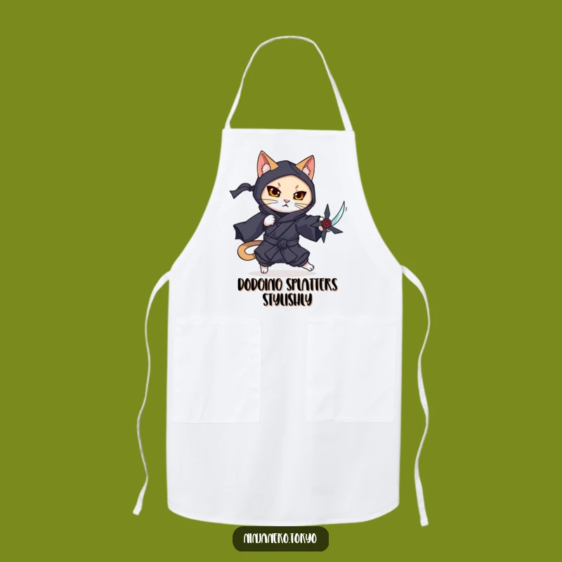 Funny Ninja Cat Dodge Apron: Cook with Evasive Flair