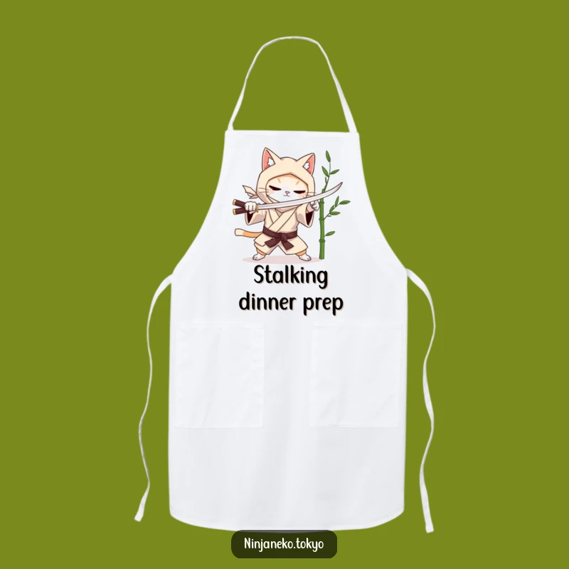 Funny Ninja Cat Kimono Apron - Hilarious Chef's Gear for Martial Arts Fans