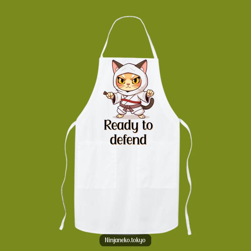 Funny Ninja Cat Kimono Warrior Apron: Gift for the Determined Chef with Style
