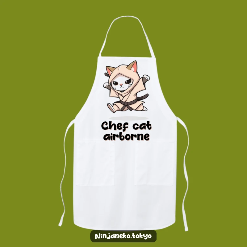 Funny Ninja Cat Leap Apron: Cook with Agile Precision