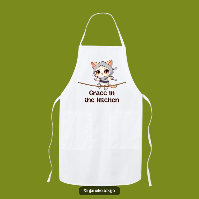 Funny Ninja Cat Rope Apron - Hilarious Kitchen Gear for Steady Hands