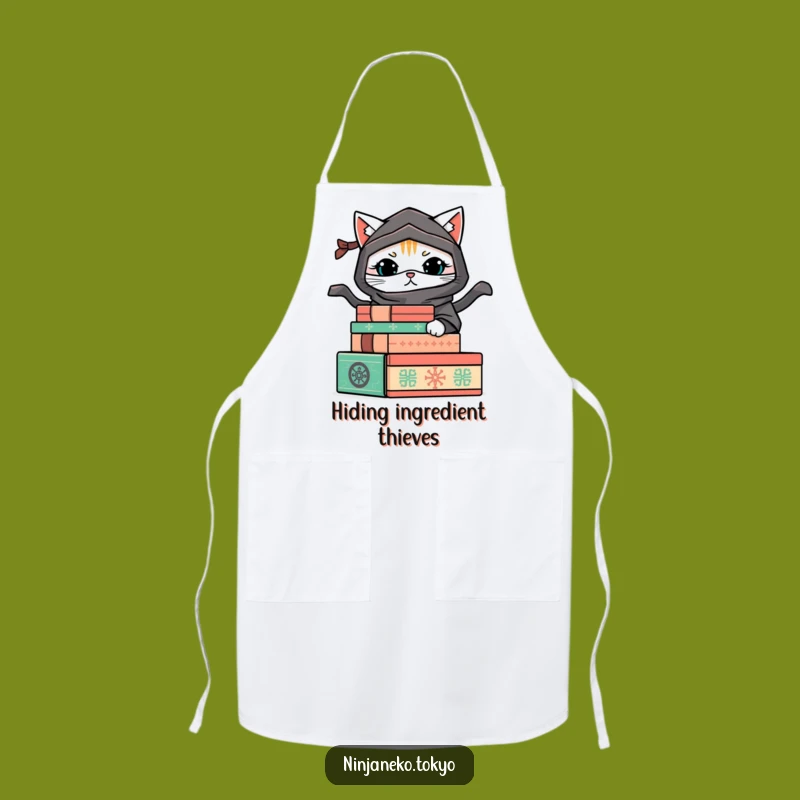 Funny Hiding Ninja Cat Apron: Cook Up Some Mischief