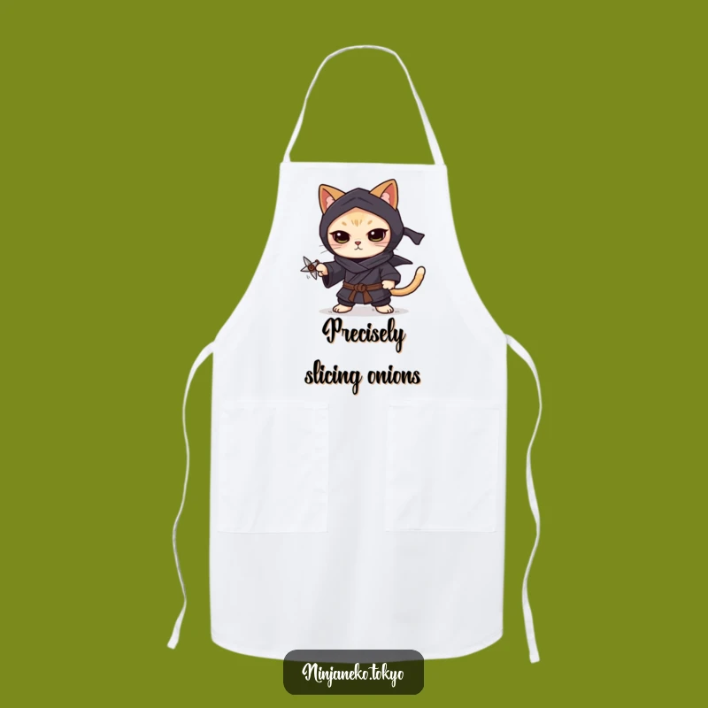 Funny Ninja Cat Shuriken Apron: Precision Cooking & Hilarious Gift