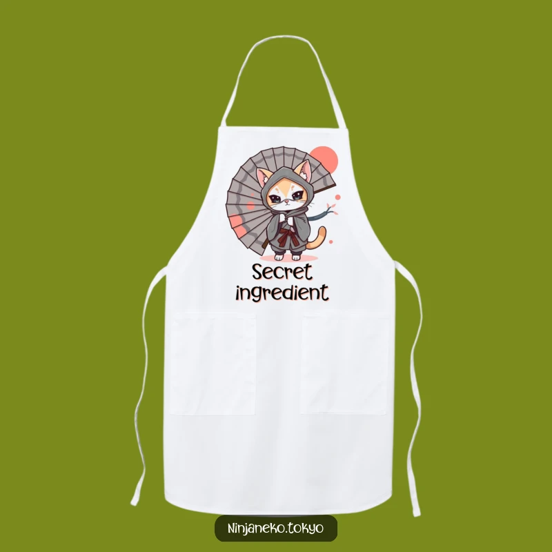 Funny Ninja Cat Fan Apron: Cook with Hilarious Stealth!