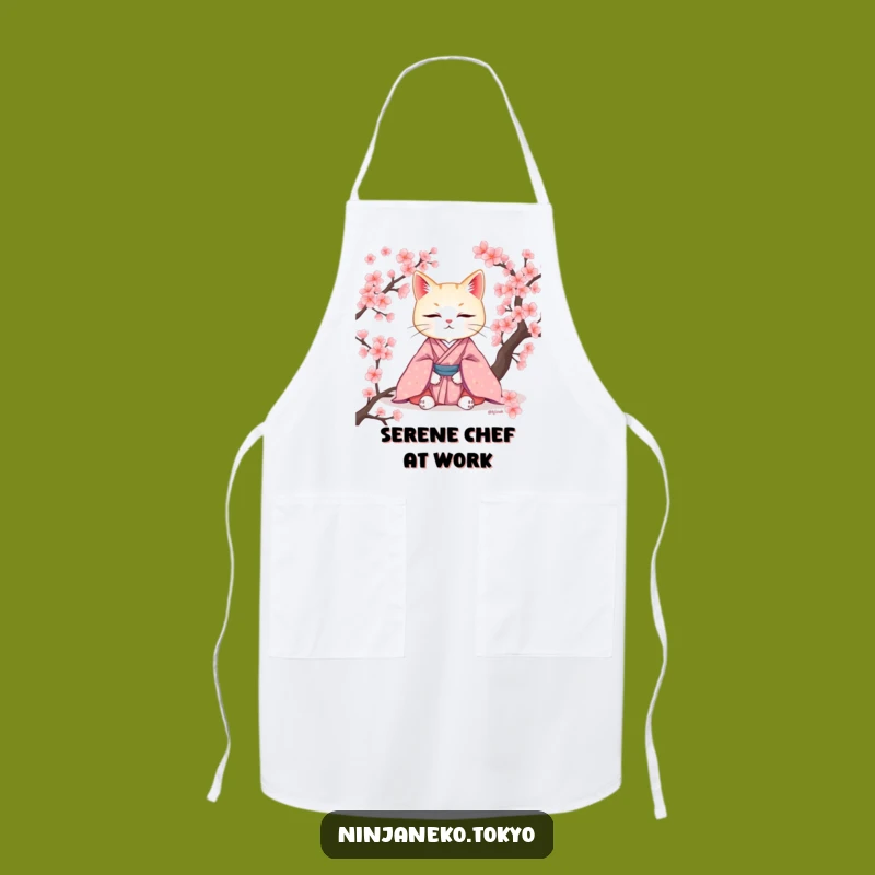 Funny Zen Cat Kimono Apron: Cook with Calm and Grace