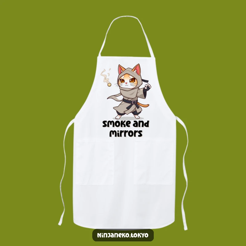 Funny Ninja Cat Smoke Pellet Apron: Gift for the Stealthy Chef
