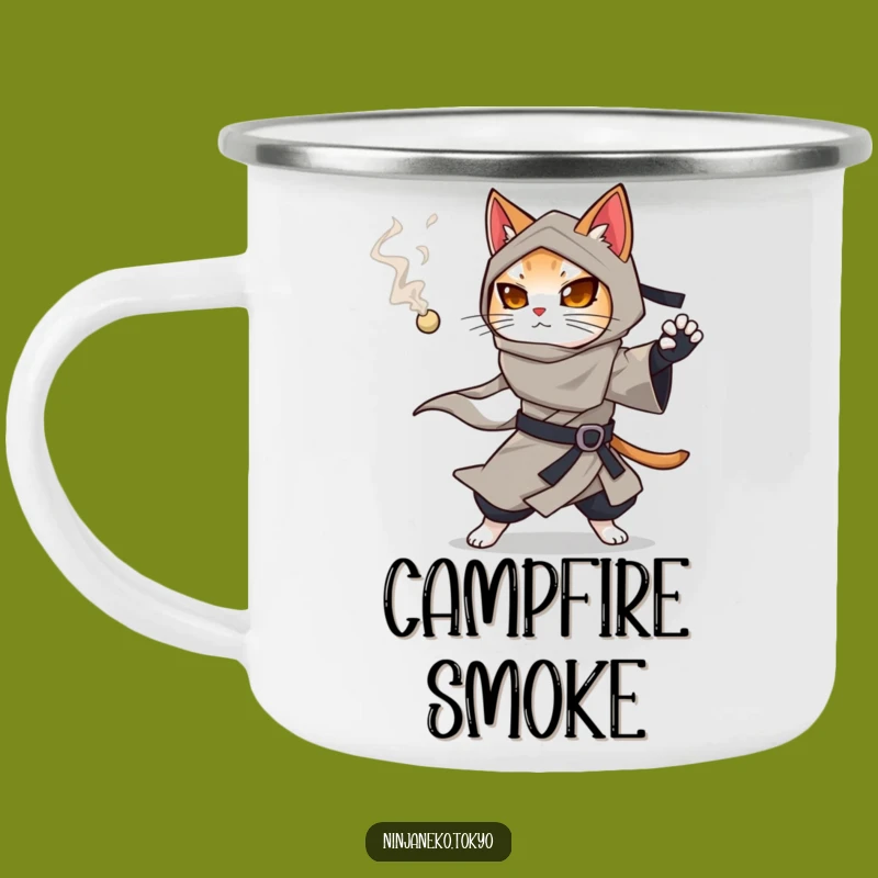 Funny Ninja Cat Smoke Pellet Camping Mug: Gift for Mysterious Outdoor Adventures