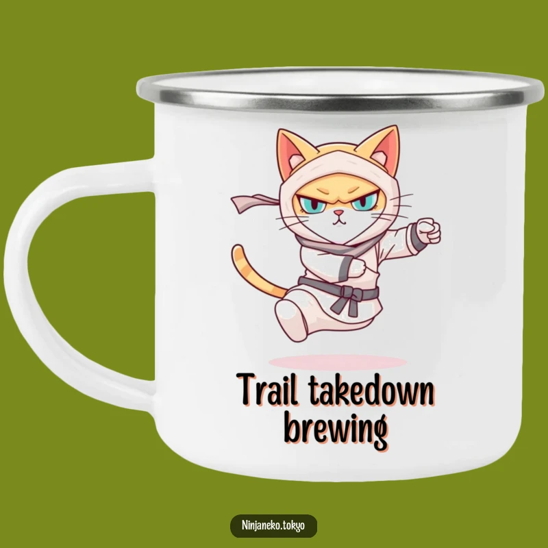 Funny Ninja Cat Camping Mug - Durable and Hilarious Outdoor Coffee Cup