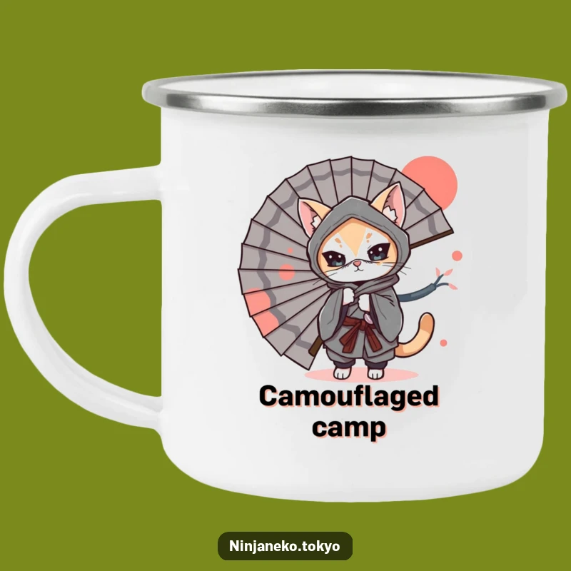 Funny Ninja Cat Fan Camping Mug: Adventure and Hilarious Stealth!