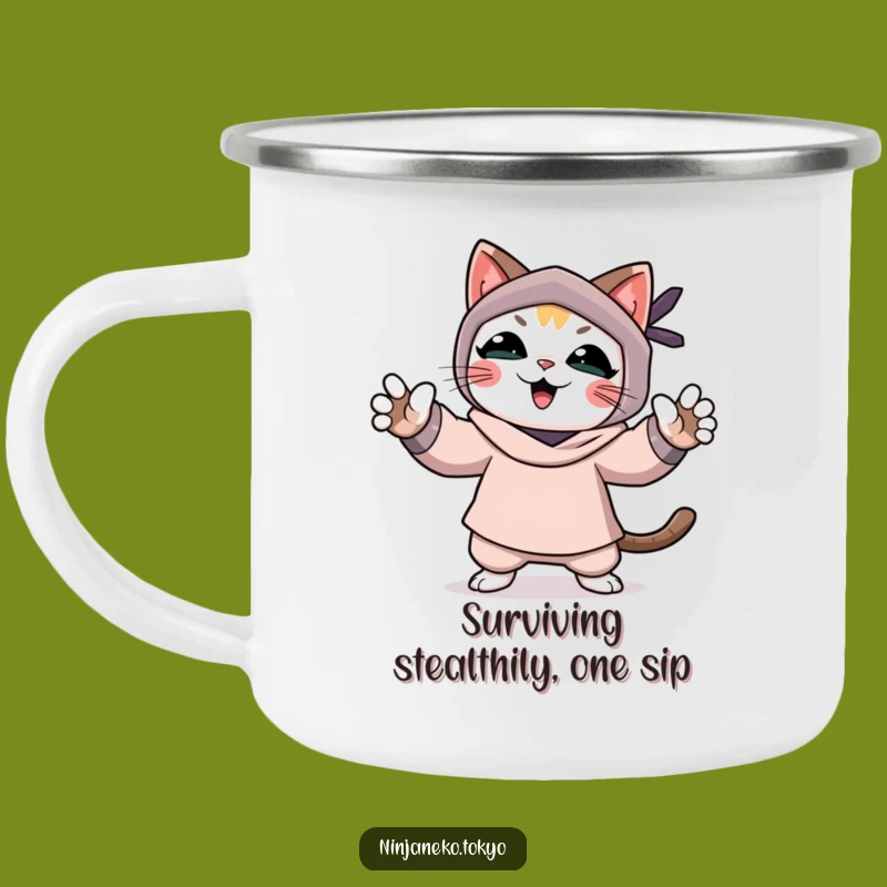 Durable Funny Ninja Cat Camping Mug: Enjoy Drinks on Your Adventures