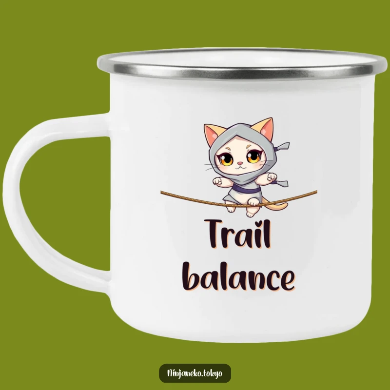Funny Ninja Cat Rope Camping Mug - Durable Agile Cat Outdoor Cup