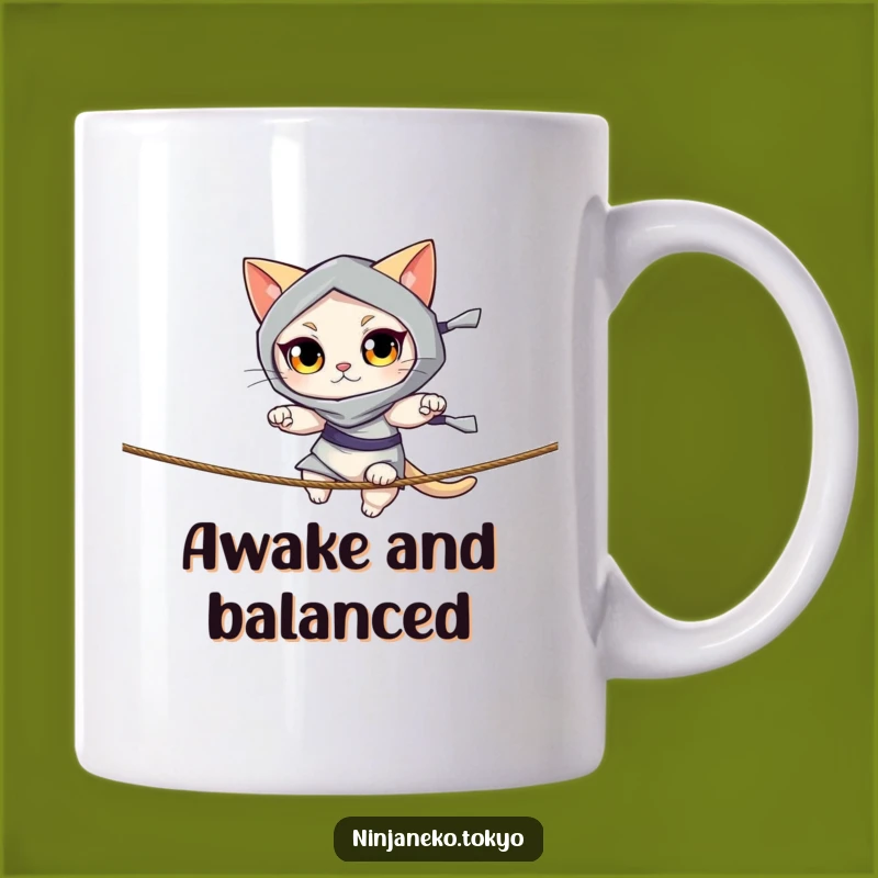 Funny Ninja Cat Rope Mug - Hilarious Agile Cat Balancing Act Gift