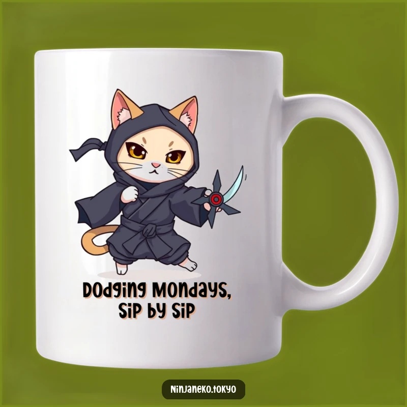 Funny Ninja Cat Dodge Mug: Masterful Evasion for Your Coffee