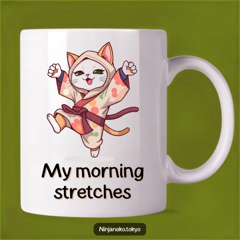 Funny Ninja Cat Kimono Acrobat Mug: Perfect Gift for Cat Lovers Who Appreciate Whimsy