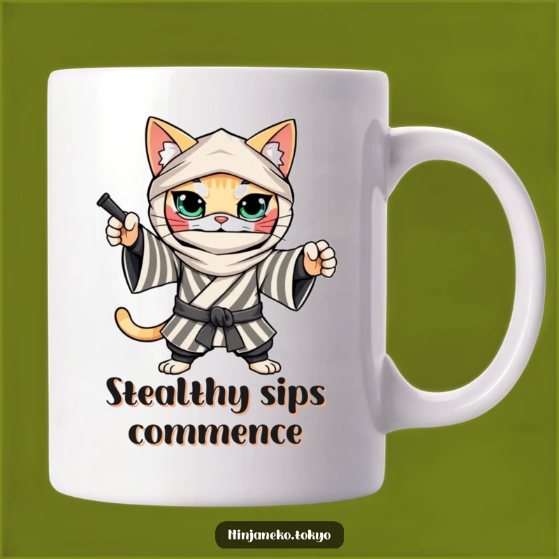 Funny Ninja Cat Kimono Mug: A Determined and Hilarious Gift for Action Lovers
