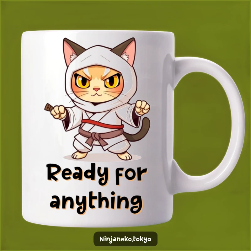 Funny Ninja Cat Kimono Warrior Mug: Gift for Determined Cat Lovers and Martial Arts Fans