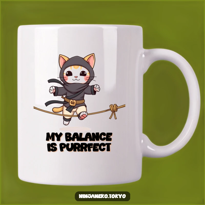 Funny Ninja Cat Tightrope Mug: A Hilarious Balance of Humor and Coffee