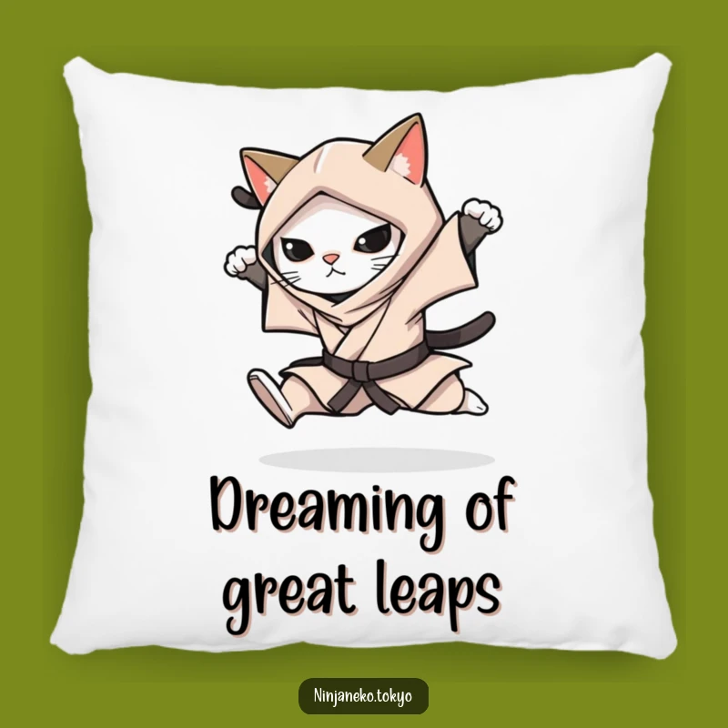 Funny Ninja Cat Leap Pillow: Cozy Comfort with Dynamic Flair