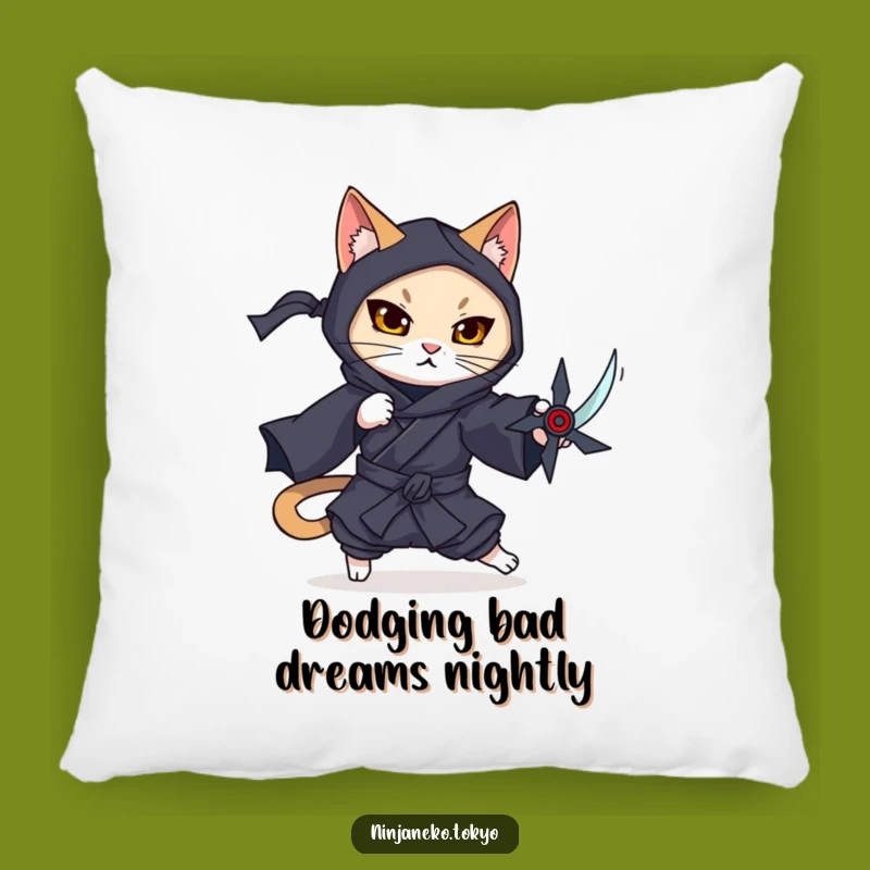 Funny Ninja Cat Dodge Pillow: Cozy Comfort with Graceful Style