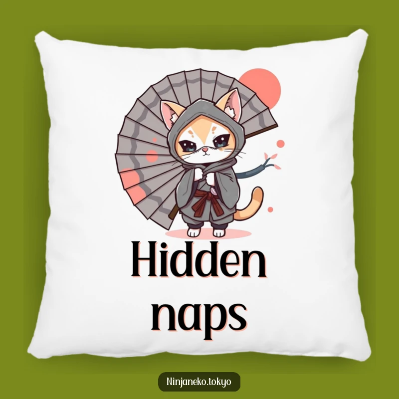 Funny Ninja Cat Fan Pillow: Cozy Comfort and Hilarious Mystery!