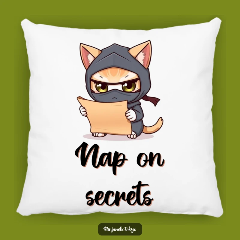 Cozy Funny Ninja Cat Scroll Pillow: Comfort for the Contemplative