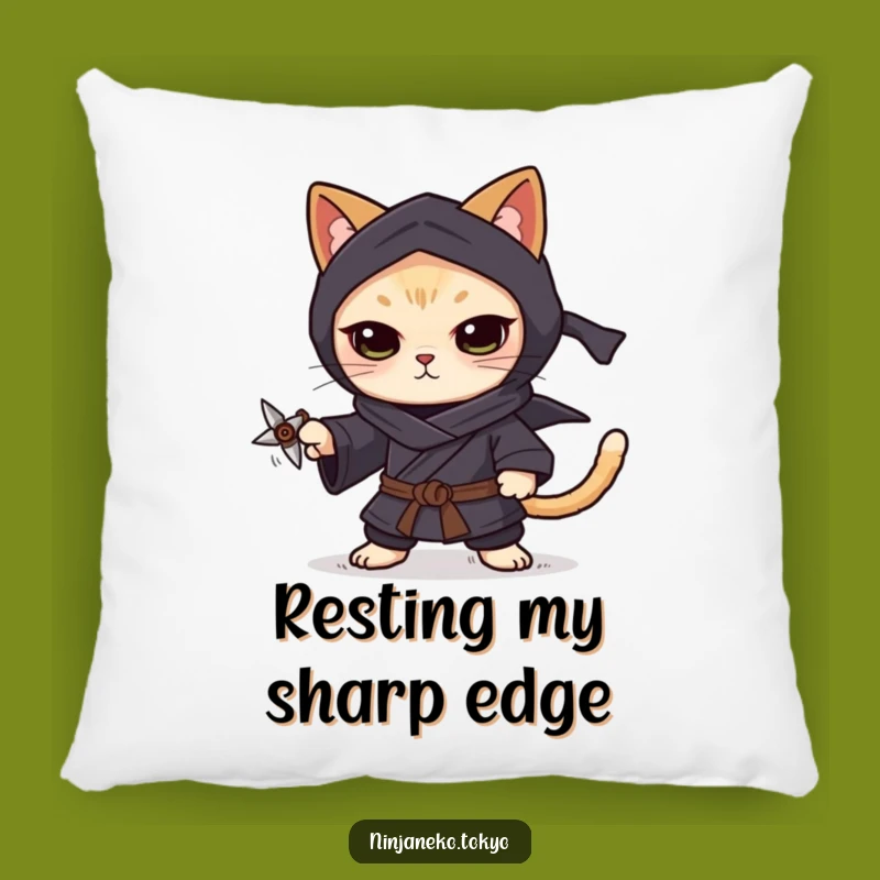 Funny Ninja Cat Shuriken Pillow: Comfy Focus & Hilarious Decor Gift