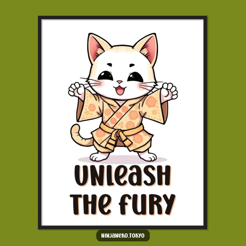 Funny Happy Cat Kimono Digital Art: Instant Energetic Laughs & Decor