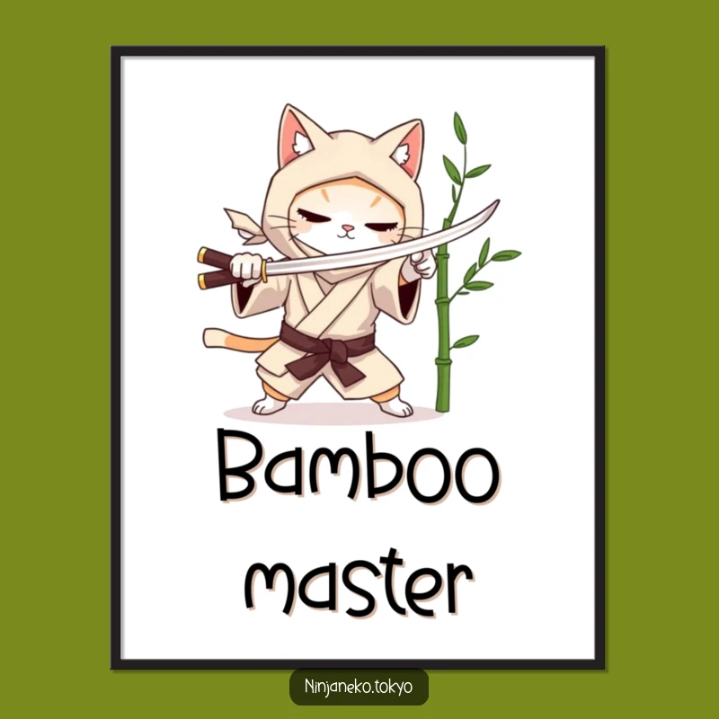 Funny Ninja Cat Kimono Digital Art - Artistic Samurai Cat Print