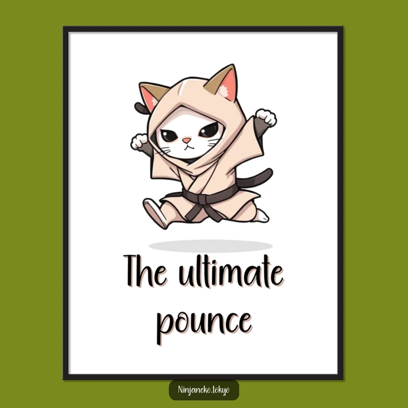 Funny Ninja Cat Leap Digital Art: Dynamic Feline Action Download