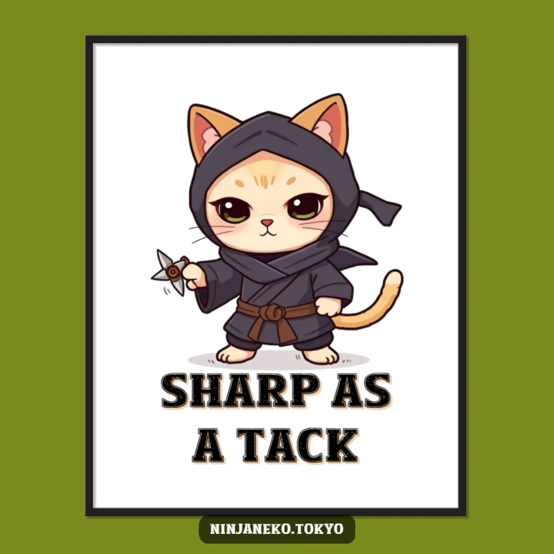 Funny Ninja Cat Shuriken Digital Art: Instant Focused Laughs & Decor