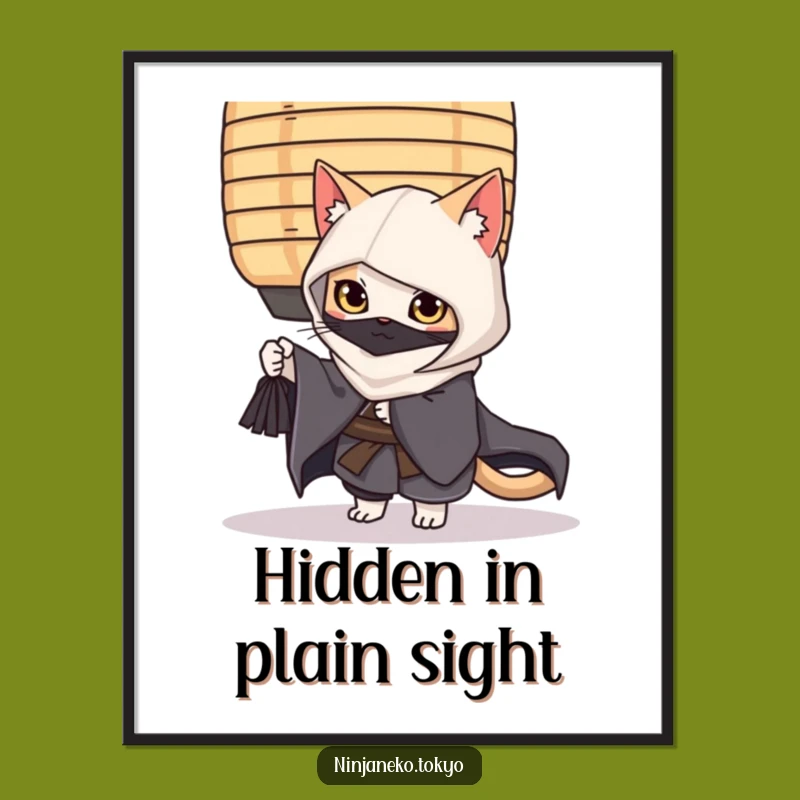 Funny Ninja Cat Kimono Digital Art: Instant Stealthy Laughs & Decor