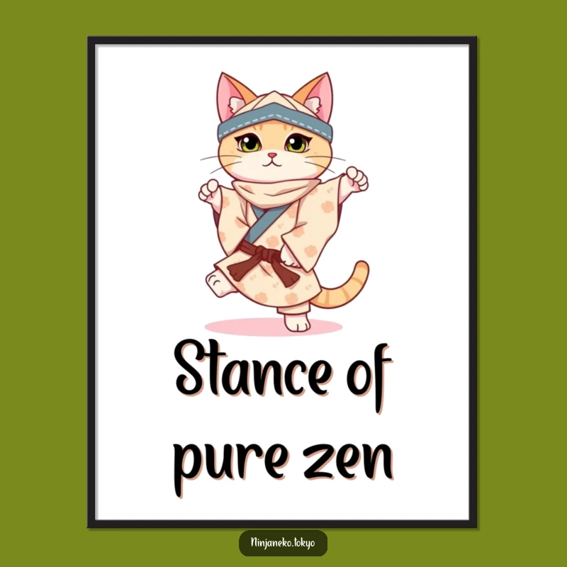 Funny Ninja Cat Balance Digital Art: Feline Poise Download