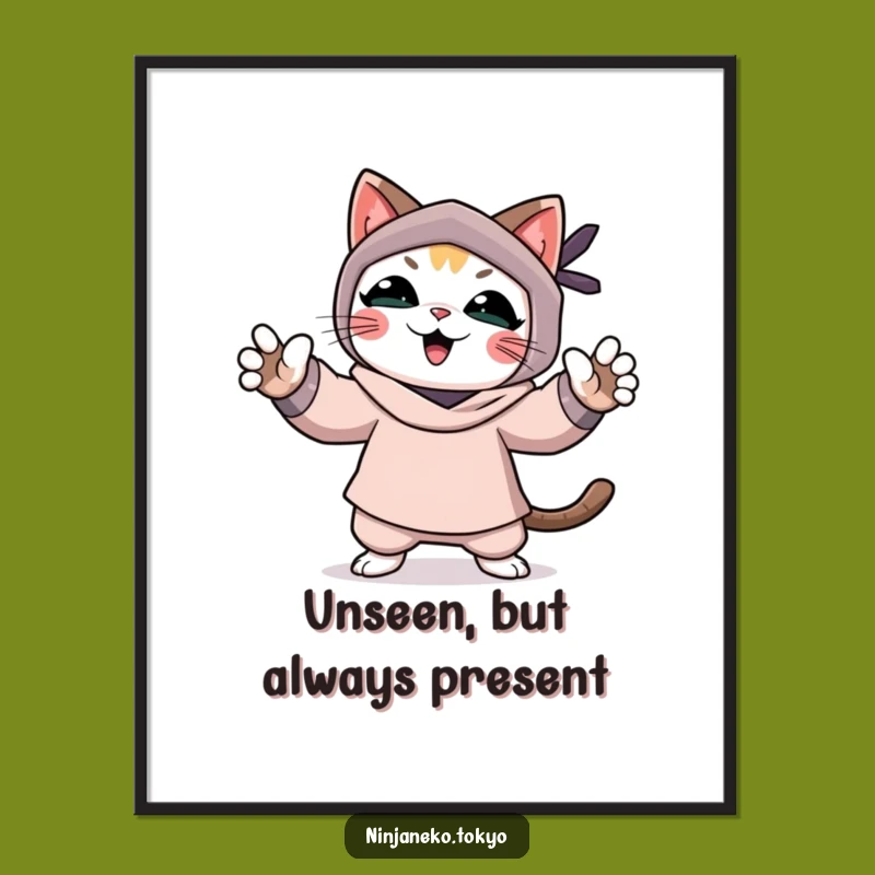 Funny Ninja Cat Digital Art: Celebrate Success with This Hilarious and Funny Cat Wall Decor