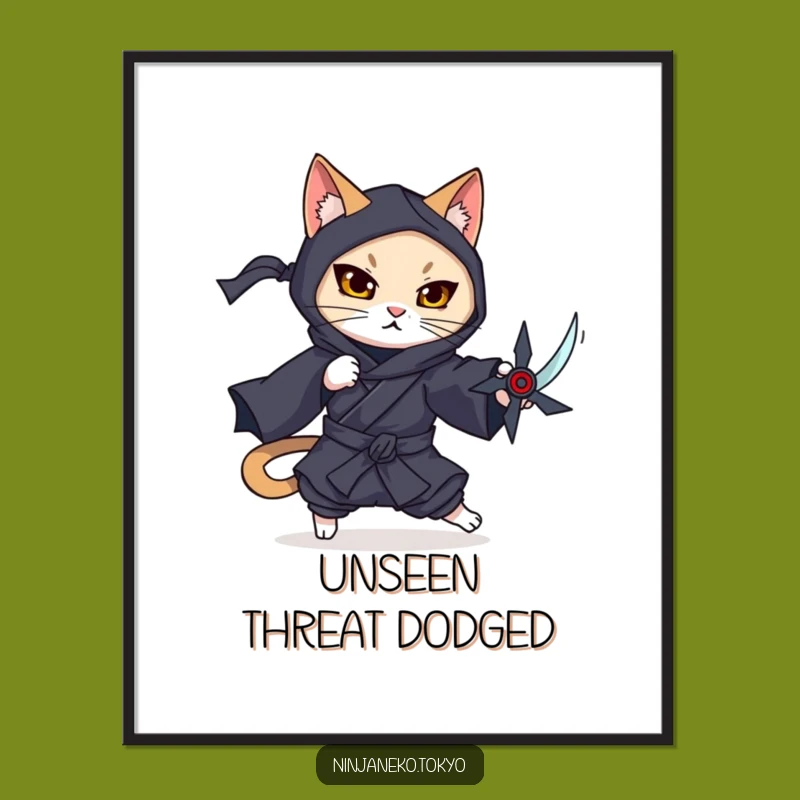 Funny Ninja Cat Dodge Digital Art: Graceful Evasion Download