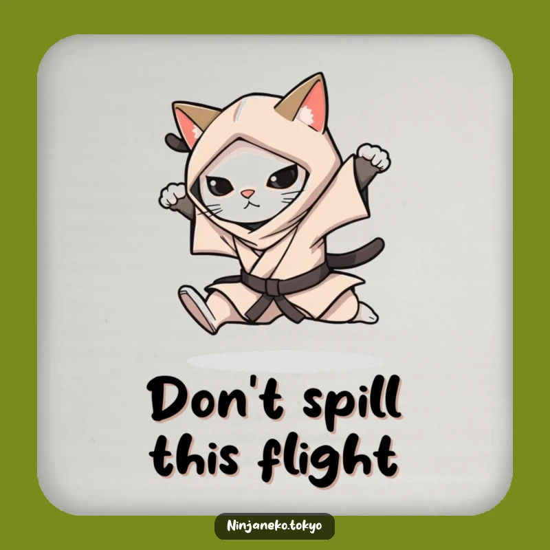 Funny Ninja Cat Leap Coasters: Protect Surfaces with Agile Art