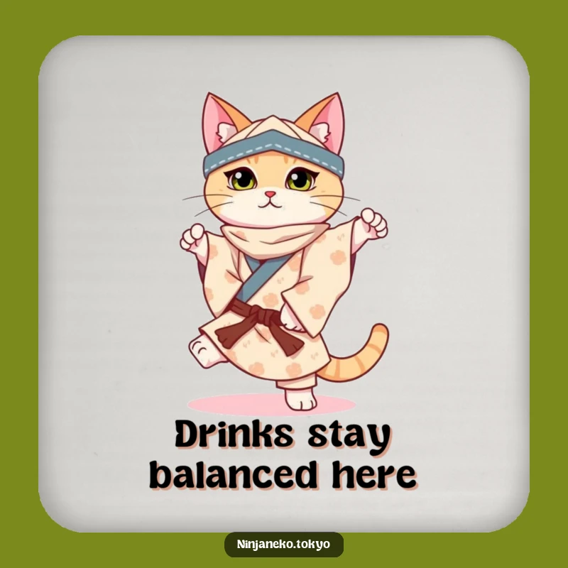 Funny Ninja Cat Balance Coasters: Protect Surfaces with Feline Poise