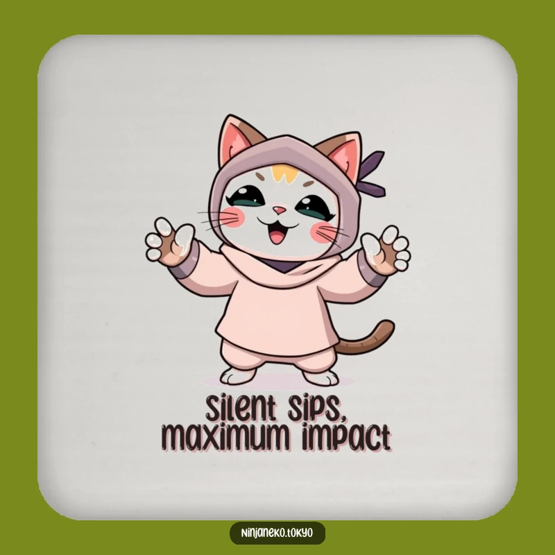 Funny Ninja Cat Coaster: Protect Surfaces with This Amusing and Funny Cat Decor