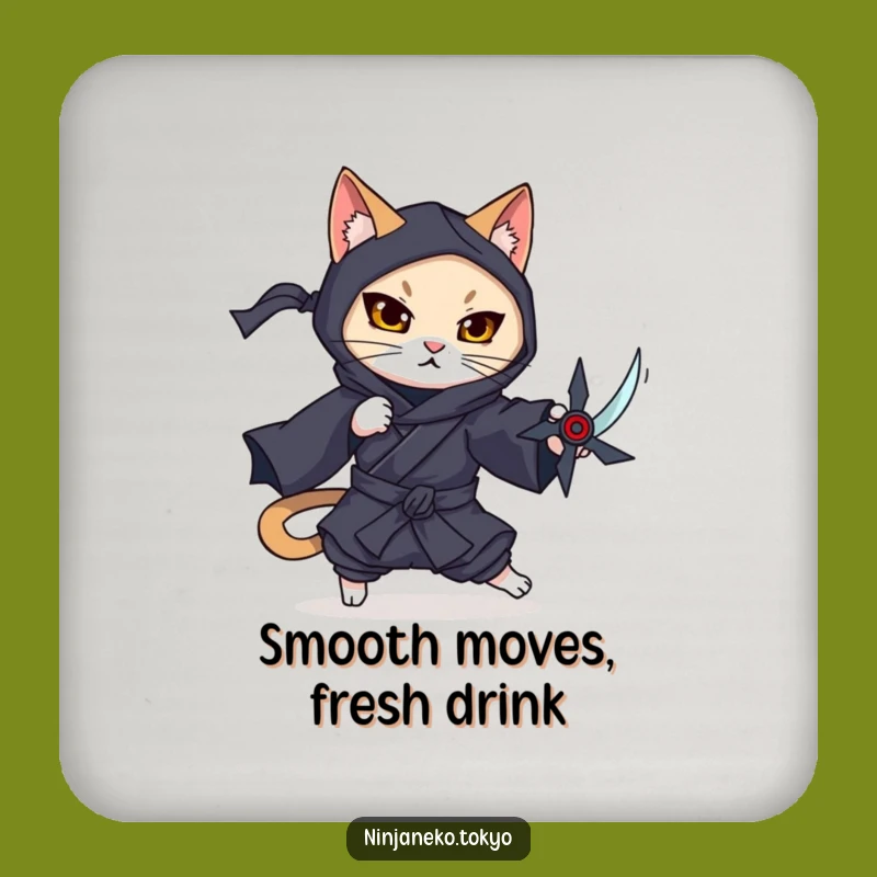 Funny Ninja Cat Dodge Coasters: Protect Surfaces with Feline Grace