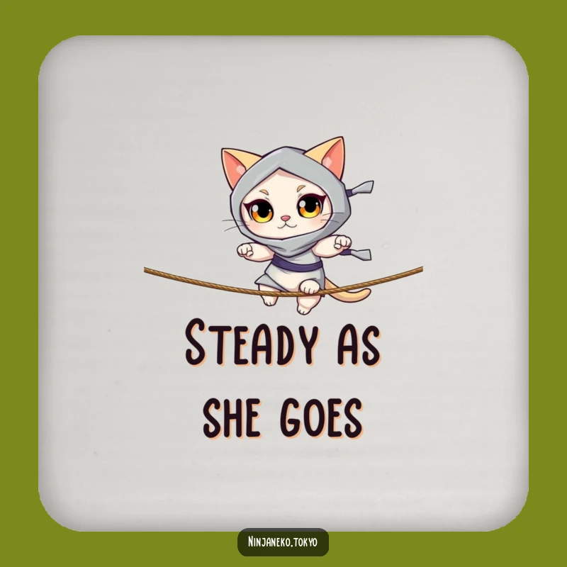 Funny Ninja Cat Rope Coaster - Hilarious Agile Cat Drink Protector