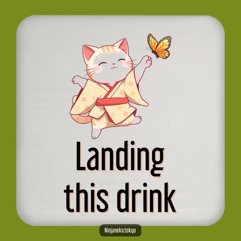 Funny Cat Kimono Leap Coaster: Graceful Protection with Hilarious Charm Gift