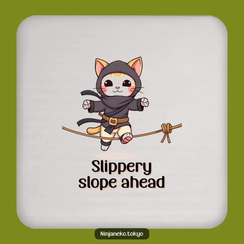 Keep Surfaces Safe with Funny Ninja Cat Tightrope Drink Coasters