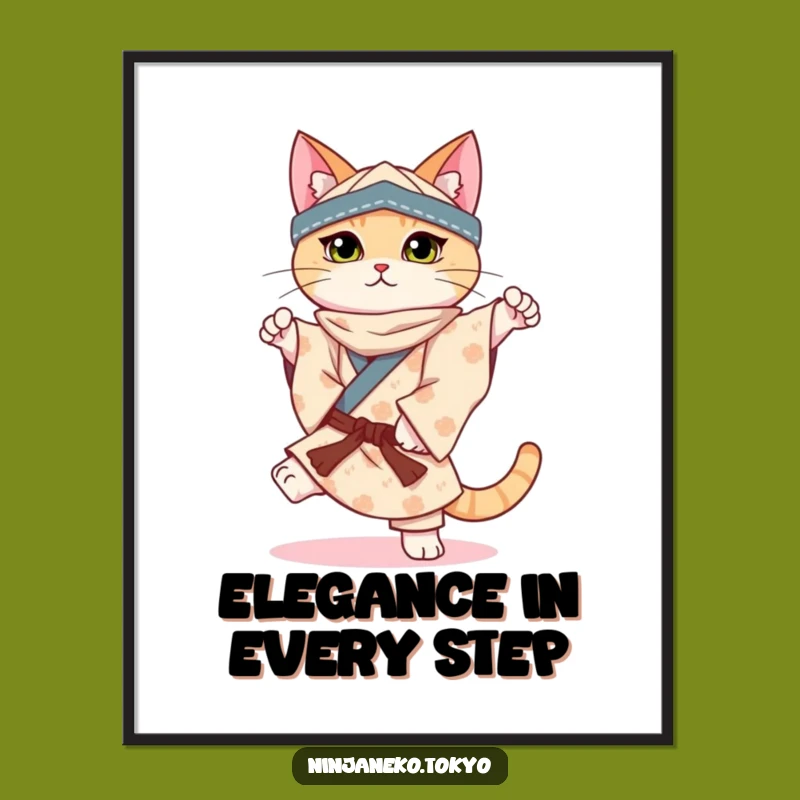 Funny Ninja Cat Balance Poster: Feline Poise for Your Walls