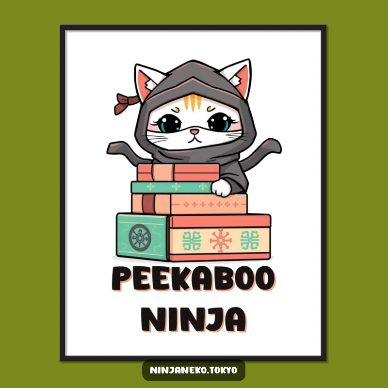 Funny Hiding Ninja Cat Poster: Playful Art for Mischievous Souls