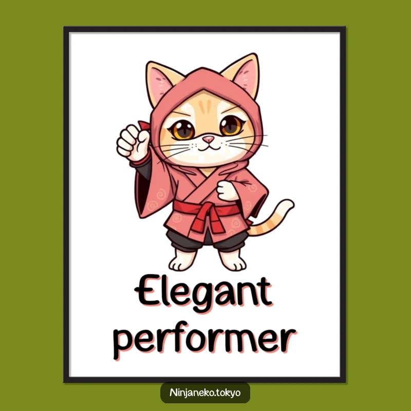 Funny Ninja Cat Festive Pose Poster: Gift of Confident Art for Celebratory Decor