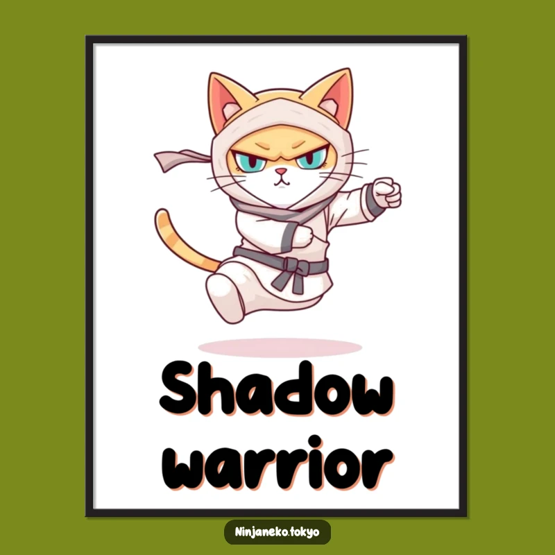 Funny Ninja Cat Kick Poster - Striking Wall Art for Cat Enthusiasts
