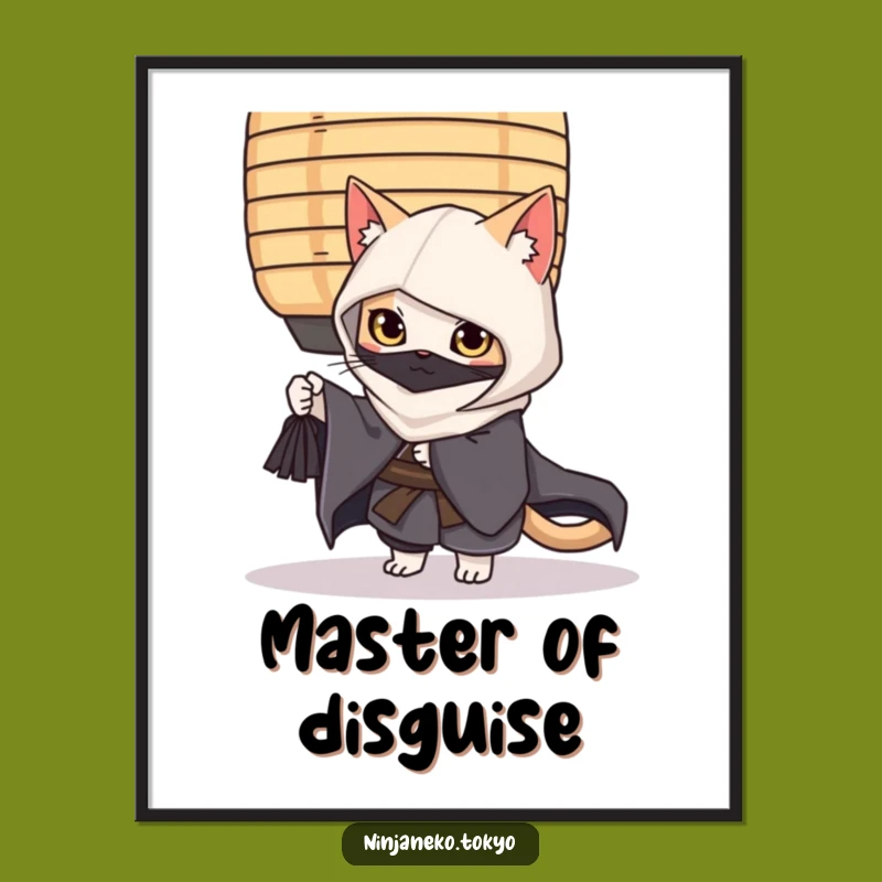Funny Ninja Cat Kimono Poster: Stealthy Art, Hilarious Home Decor Gift