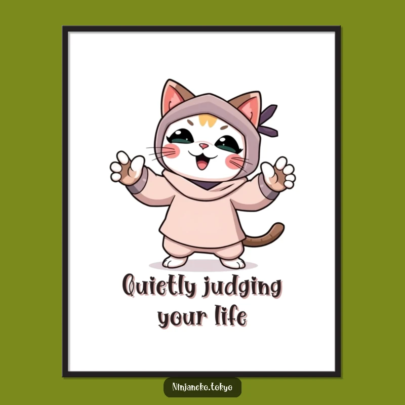 Funny Ninja Cat Poster: Decorate Your Space with This Amusing and Funny Cat Art