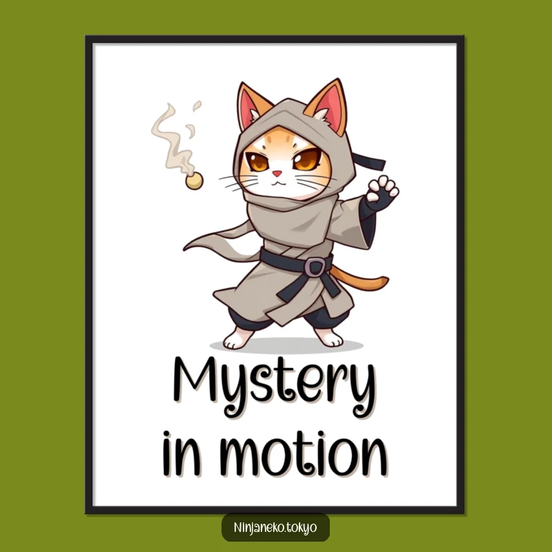 Funny Ninja Cat Smoke Pellet Poster: Gift of Mysterious Art for Intriguing Decor
